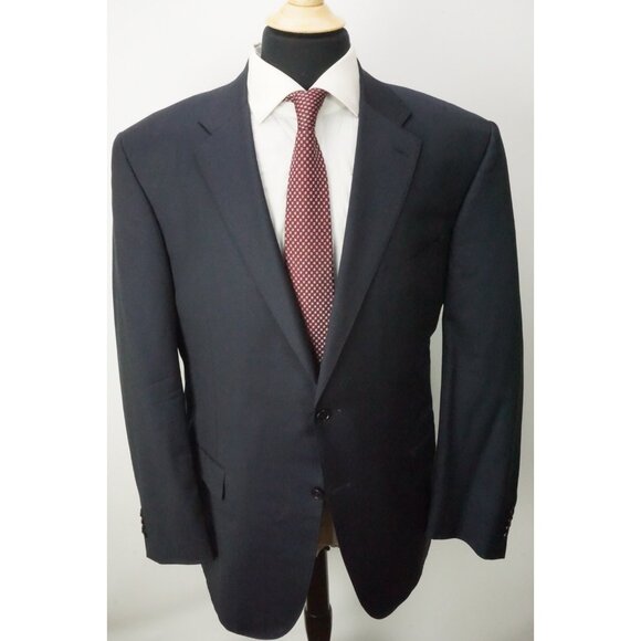Canali CURRENT Navy Blue 100% Wool 2 Pc Suit Jacket Pants Sz 50L US 60L EU - Picture 3 of 11